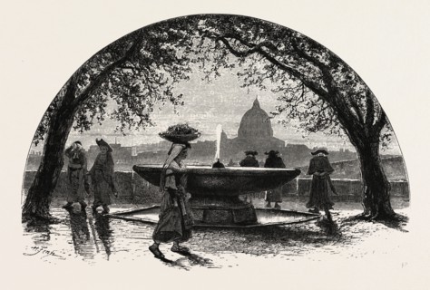 On the Pincian Hill, Rome and its environs, Italy, 19th century engraving