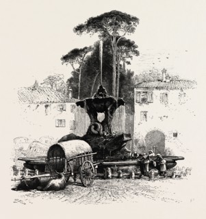 Fountain of Neptune, Rome and its environs, Italy, 19th century engraving