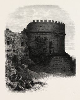 Tomb of Cecilia Metella, on the Appian way, Rome and its environs, Italy, 19th century engraving