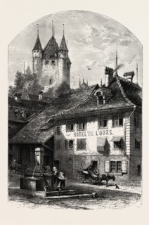 Thun, Bernese oberland, Berner Oberland, Switzerland, 19th century engraving