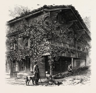 Chalet at Brienz, Bernese oberland, Berner Oberland, Switzerland, 19th century engraving