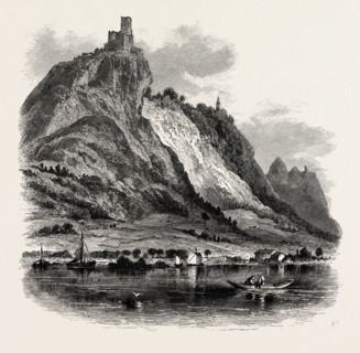 Drachenfels. the Rhine, Germany, 19th century engraving