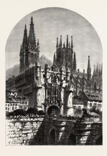 PUERTA DE SANTA MARIA, BURGOS, Spain, 19th century engraving