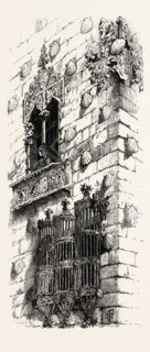 Casa de las Conchas, Salamanca, Spain, 19th century engraving