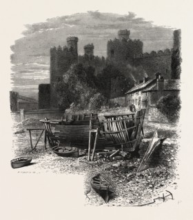 Conway castle, UK, U.K., Britain, British, Europe, United Kingdom, Great Britain, European, 19th