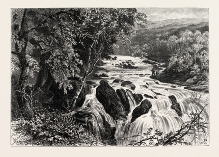 AT THE HEAD OF THE SWALLOW FALLS, BETWS-Y-COED, WALES, UK, Great Britain, United Kingdom, 19th