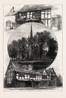 STRATFORD CHURCH, AND SHAKESPEARE'S HOUSE, AS IT WAS AND AS IT IS, UK, U.K., Britain, British,