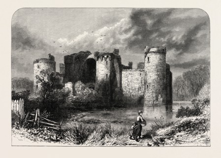 BODIAM CASTLE, SUSSEX, UK, Great Britain, United Kingdom, 19th century engraving
