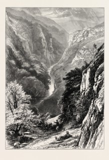IN DOVE DALE, UK, Great Britain, United Kingdom, 19th century engraving