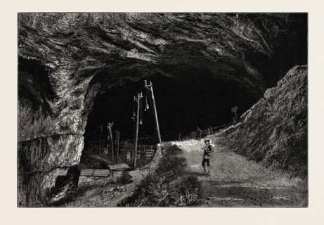 THE PEAK CAVERN, UK, Great Britain, United Kingdom, 19th century engraving