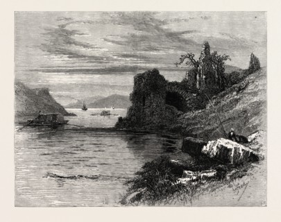 Strancally Castle, Ireland, Irish, Eire, 19th century engraving