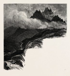 Macgillicuddy's Reeks, Ireland, Irish, Eire, 19th century engraving