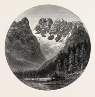 Monte Cristallo, the Alps----, 19th century engraving