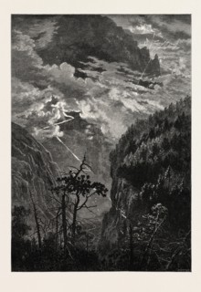 CLIFFS OF THE JUNGFRAU, Switzerland, 19th century engraving