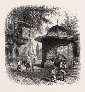 Turkish Fountain, Constantinople, Istanbul, Turkey, 19th century engraving