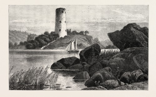 Stegeborg Ruin, Gotha Canal, Sweden, 19th century engraving