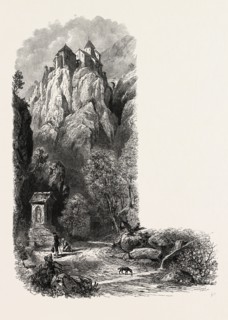 Schloss Kardaun, Karneid, Italy, 19th century engraving