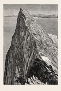 GIBRALTAR AND AFRICA, 19th century engraving