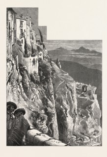 From the Bridge, Ronda, 19th century engraving