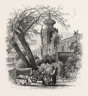 The Zwinger, Dresden, Germany, 19th century engraving
