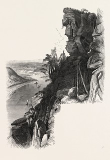 Bastei Bridge look out, Saxon Switzerland, Sachsische Schweiz,  bastei, Germany, 19th century