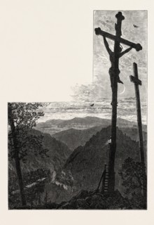 Calvary, Karlsbad, Andelska Hora, Engelhaus, Karlovy Vary, Czech Republic, 19th century engraving