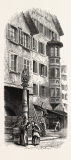 Street Fountain, Zurich, Switzerland, 19th century engraving