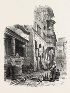 Street in Rapperschwyl, Switzerland, 19th century engraving