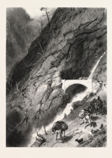 Bridge of Gondo, Switzerland, 19th century engraving
