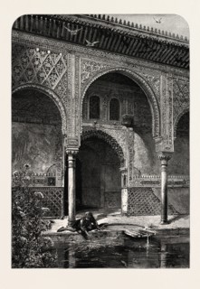 ENTRANCE TO THE HALL OF AMBASSADORS, Ganada, Spain, 19th century engraving