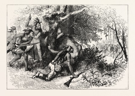 TREACHERY OF THE CHEROKEES, UNITED STATES OF AMERICA,US, USA, 1870s engraving