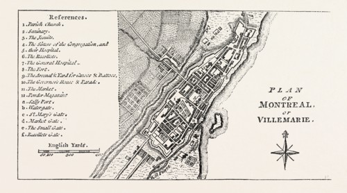 PLAN OF MONTREAL, CANADA, 1870s engraving