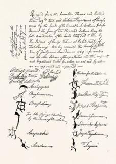REDUCED FACSIMILE OF TREATY WITH INDIAN TRIBES, 1769, US, USA, 1870s engraving
