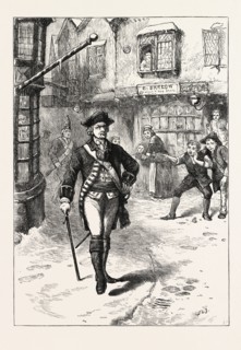 THE OFFICER AND THE BARBER'S BOY, 1870s engraving