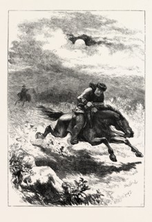 PURSUIT OF PAUL REVERE, THE SCOUT, UNITED STATES OF AMERICA, US, USA, 1870s engraving