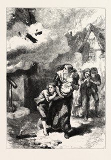 INCIDENT IN THE BURNING OF NORFOLK, 1870s engraving
