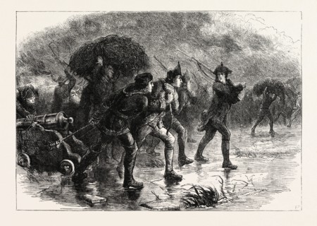NIGHT MANOEUVRES OF THE AMERICANS AT BOSTON, UNITED STATES OF AMERICA, US, USA, 1870s engraving