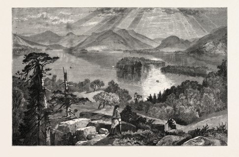 LONG ISLAND, LAKE GEORGE, UNITED STATES OF AMERICA, US, USA, 1870s engraving