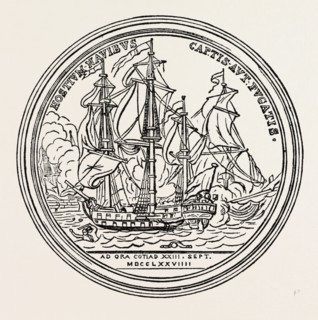 MEDAL STRUCK IN HONOUR OF PAUL JONES, 1870s engraving