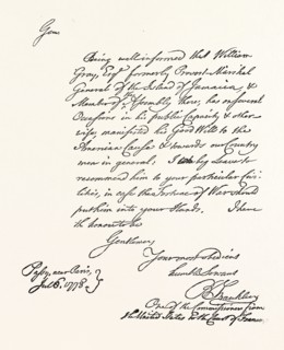 A PASS FROM FRANKLIN TO WILLIAM GRAY, US, USA, 1870s engraving