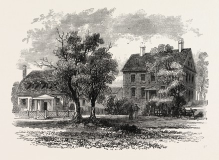 THE HOUSE WHERE CORNWALLIS SURRENDERED, American War of Independence, US, USA, 1870s engraving