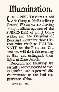REDUCED FACSIMILE OF THE PROCLAMATION RESPECTING ILLUMINATIONS ON THE SURRENDER OF CORNWALLIS, US,