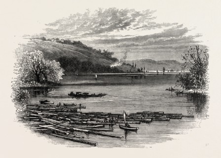 VIEW ON THE JAMES RIVER, VIRGINIA, UNITED STATES OF AMERICA, US, USA, 1870s engraving