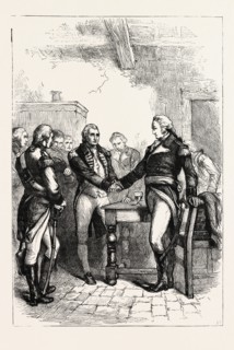 WASHINGTON TAKING LEAVE OF HIS OLD COMRADES, US, USA, 1870s engraving