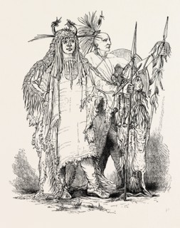 GROUP OF FRONTIER INDIANS, US, USA, 1870s engraving