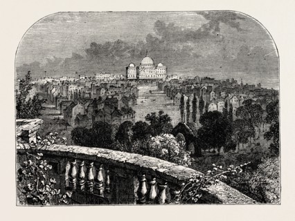 VIEW OF WASHINGTON FROM THE PRESIDENT'S HOUSE, UNITED STATES OF AMERICA, US, USA, 1870s engraving