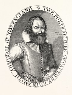 CAPTAIN SMITH, FROM THE PORTRAIT IN HIS VIRGINIA, He was an English soldier, explorer, and author.