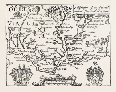 MAP OF VIRGINIA. (After Smith.) UNITED STATES OF AMERICA, US, USA, 1870s engraving