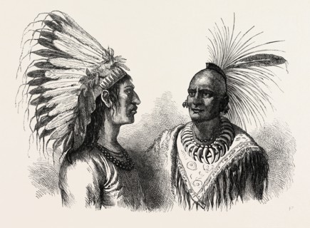 RED INDIAN WARRIORS, US, USA, 1870s engraving