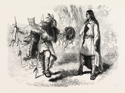 CONVERTED INDIAN AND POWOWS, , US, USA, 1870s engraving